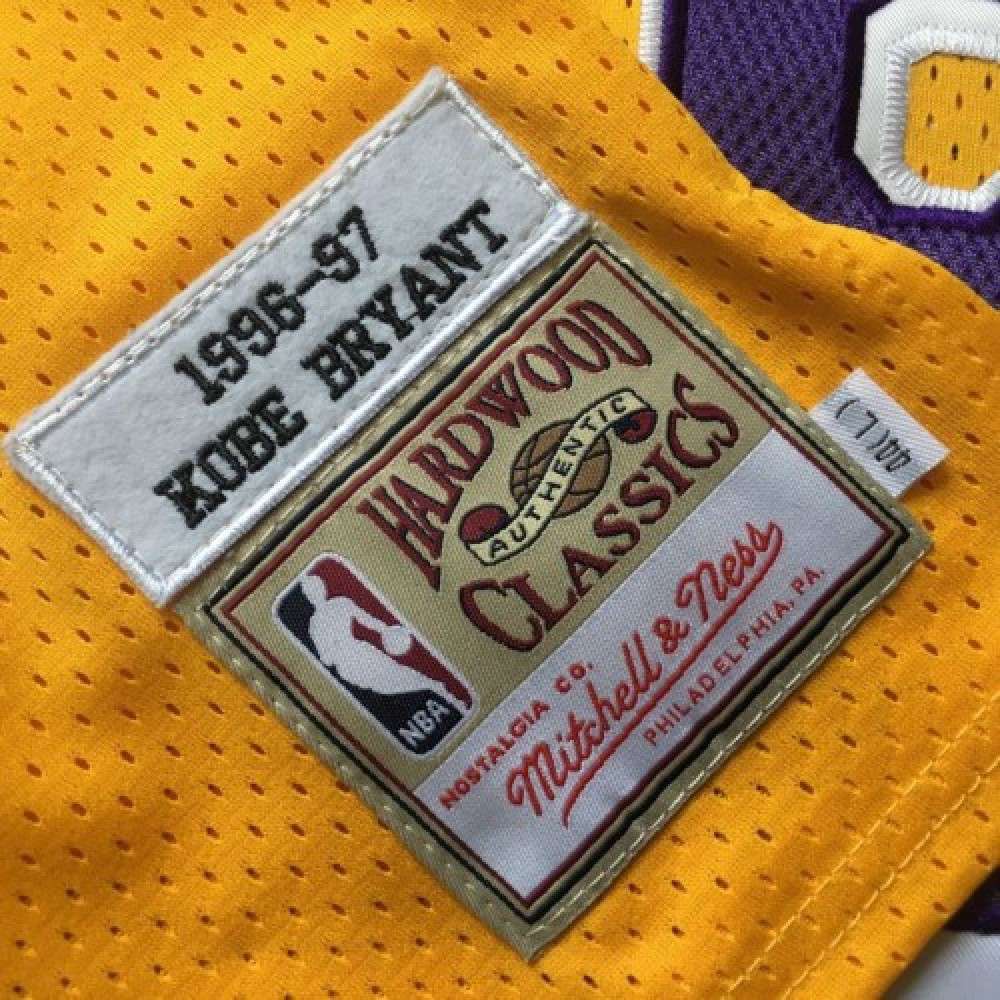 Men's Los Angeles Lakers Kobe Bryant #8 Throwback Yellow 1996-97 Hardwood Classics Jersey-Pro Kit Vault | Brand New 26/27 Sports Jerseys
